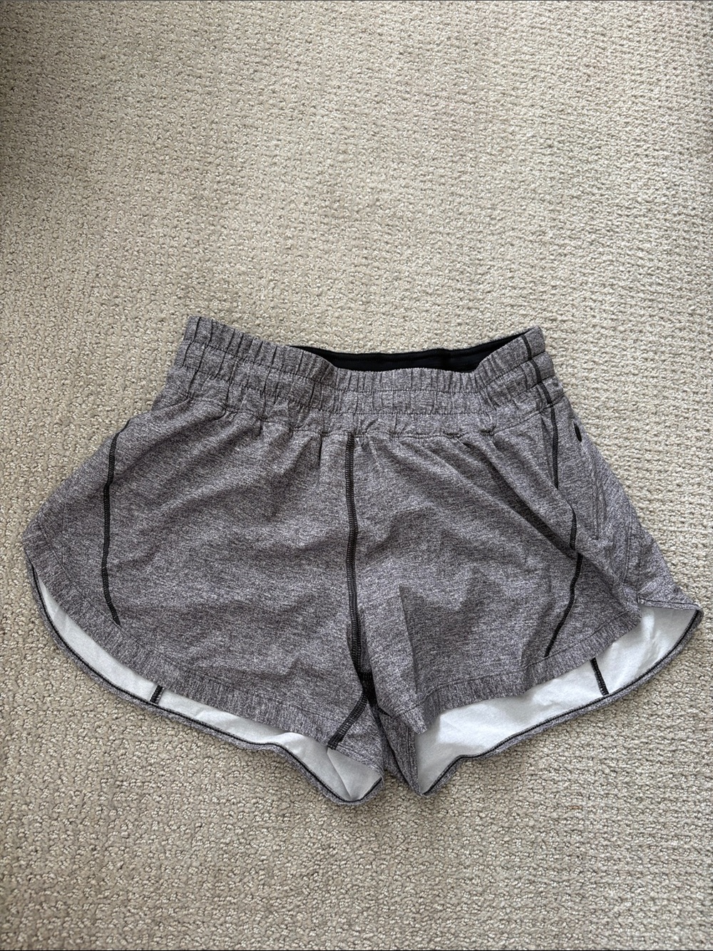 Lululemon track that high rise grey shorts. 3inch inseam. In excellent condition
